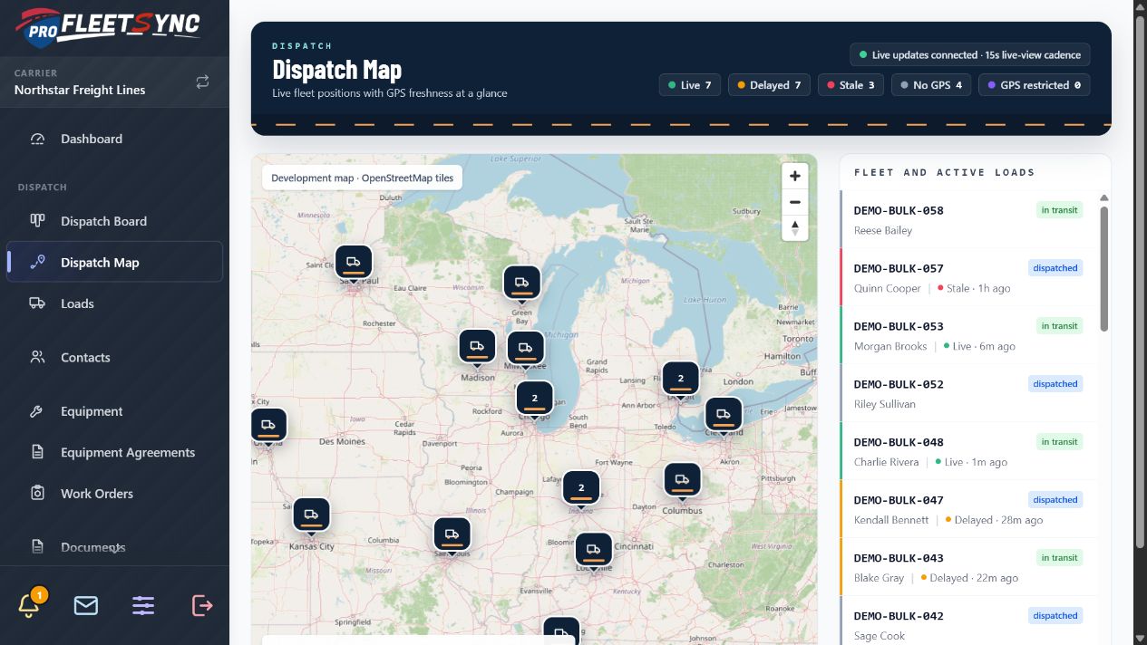 Pro FleetSync - TMS product view 2
